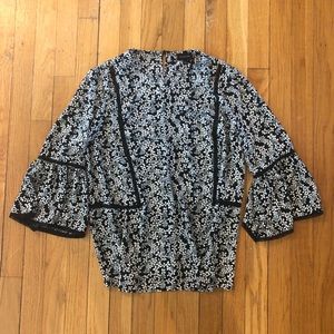 Who What Wear Floral Blouse with Bell Sleeves